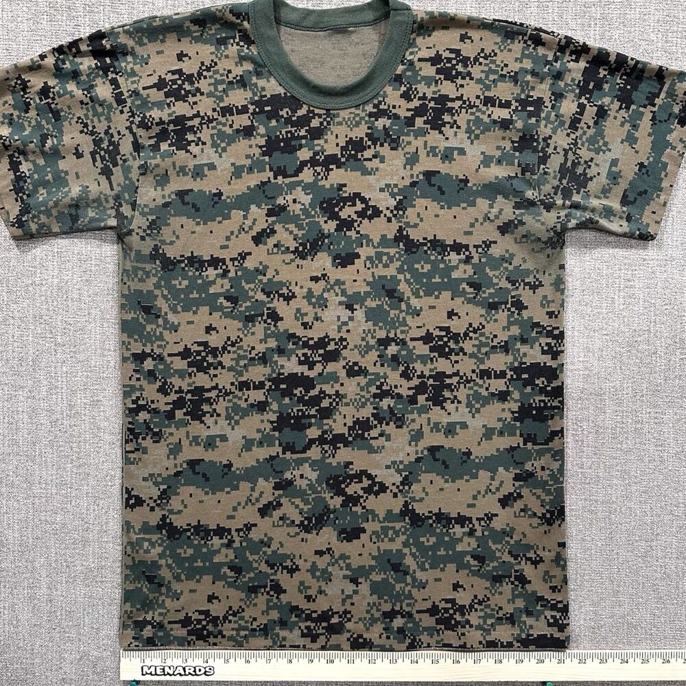 Vintage Digital Camo MED Single Stitch Ringer Tee Tshirt Hunting Military Brown